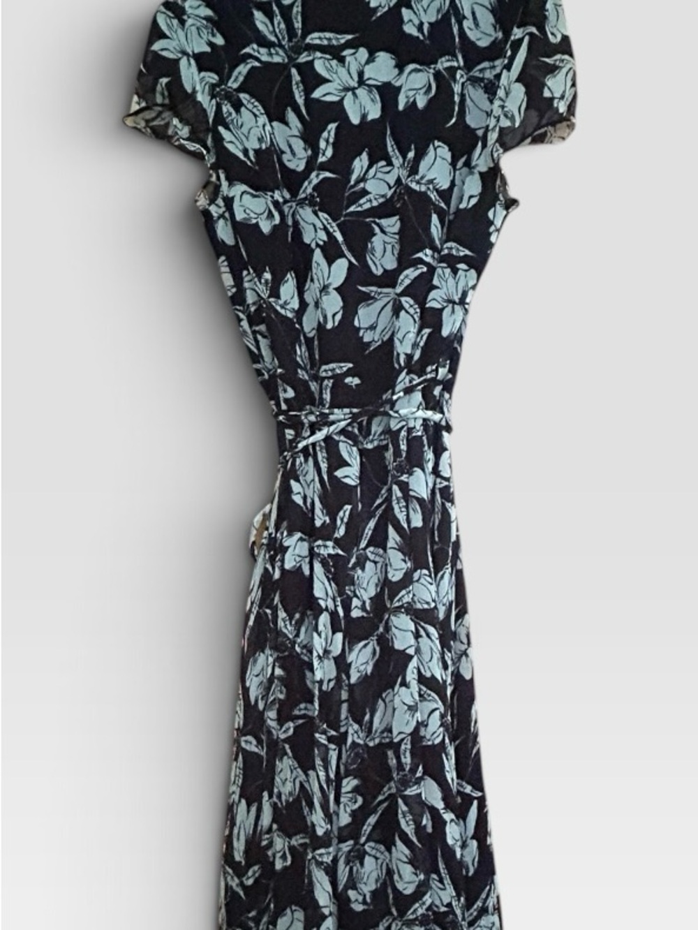 Polo Ralph Lauren Floral Wrap Midi Maxi Dress Black Ivory Size 6 - Picture 3 of 6